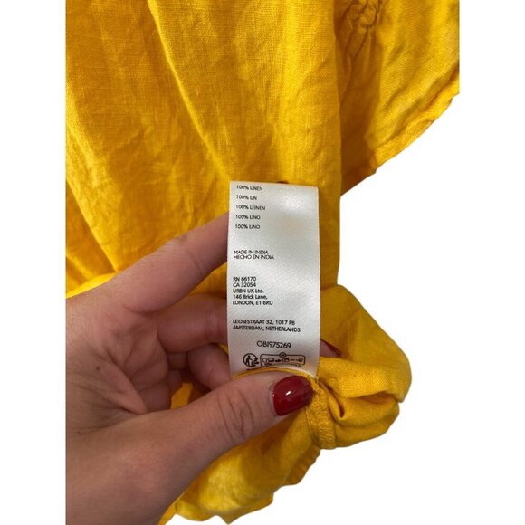 Anthropologie The Tatum Linen Flutter-Sleeve Blouse by Pilco Size Large - Picture 7 of 10